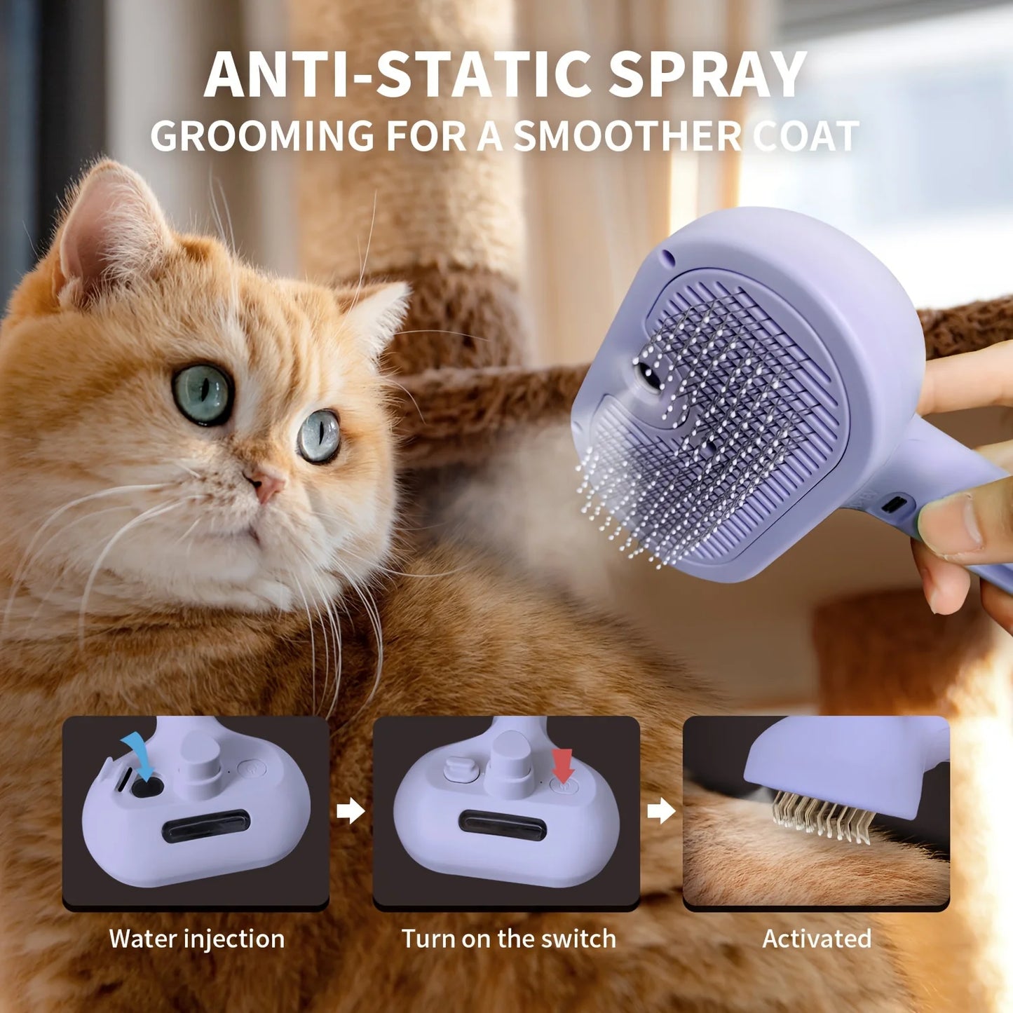 Cat Steam Brush - Steamy Pet Brush Grooming Tool For Shedding Cleaning Multifunctional Steamy Cat Pet Brush Dog Massager Brushes