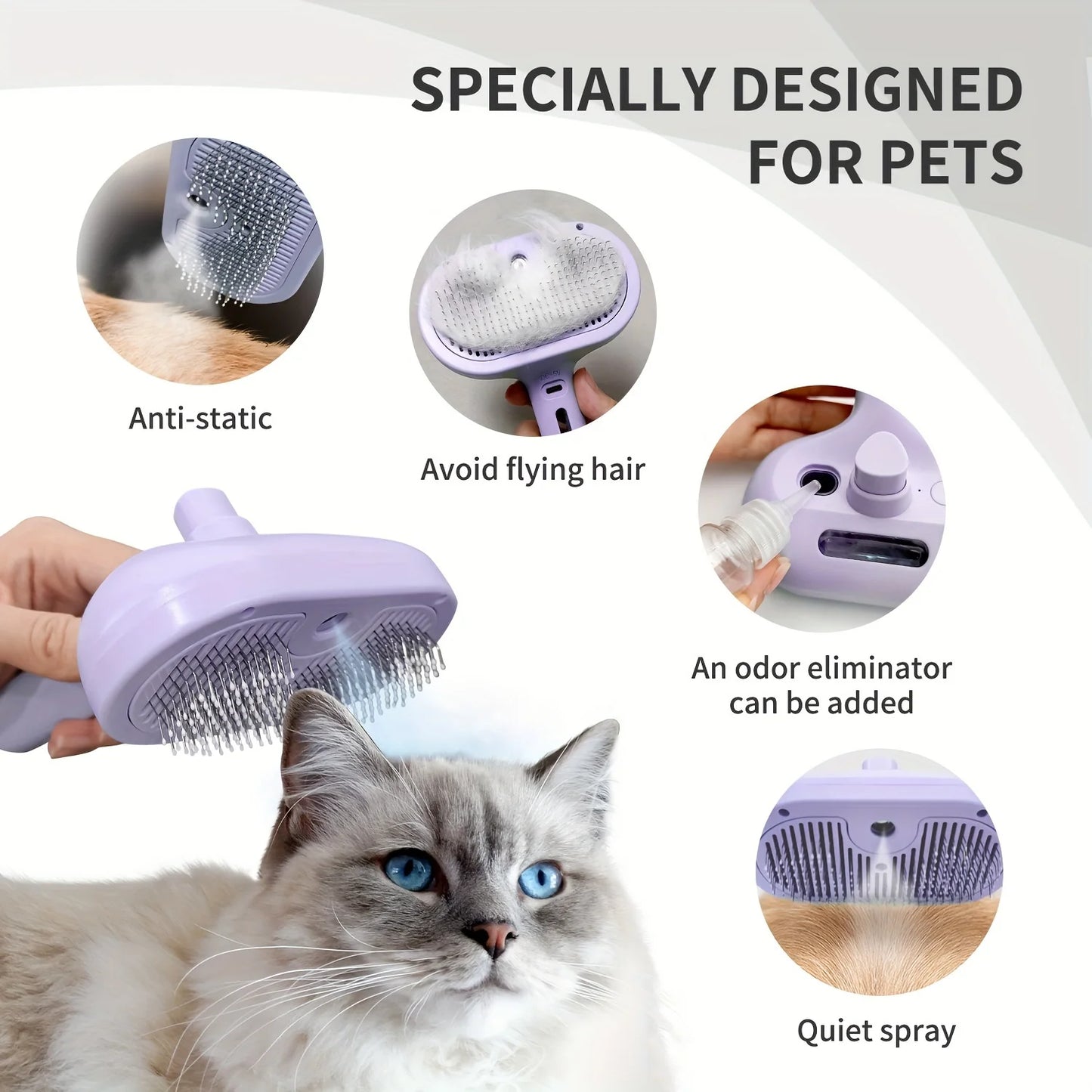 Cat Steam Brush - Steamy Pet Brush Grooming Tool For Shedding Cleaning Multifunctional Steamy Cat Pet Brush Dog Massager Brushes